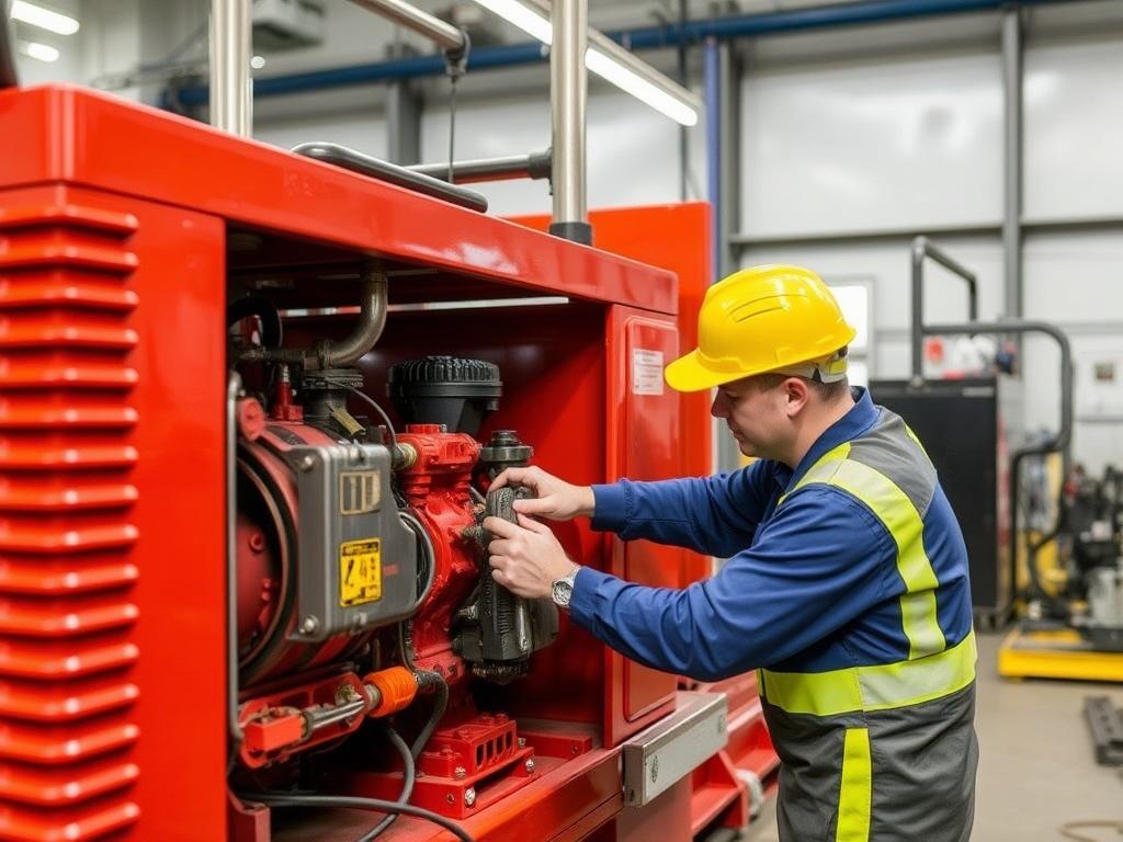 Technician servicing industrial equipment