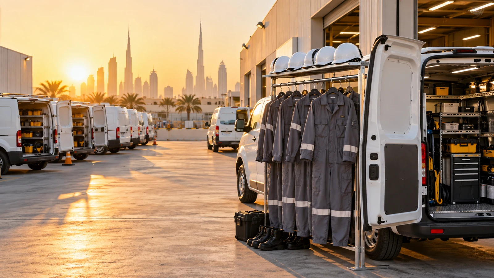 Industrial service vehicle and technician overalls