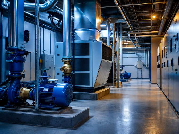 Commercial facility mechanical services room